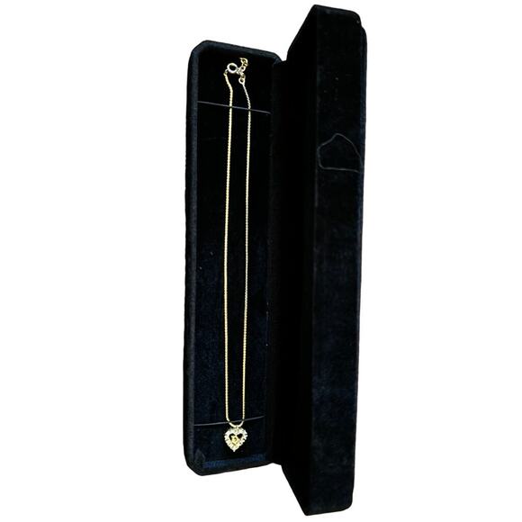 Christian Dior Heart Rhinestone Necklace Gold Plated*Beautiful w/Velvet Gift Box - Picture 2 of 10